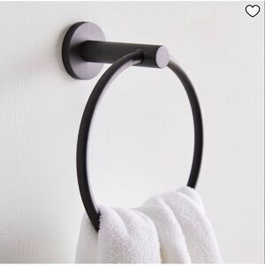 West Elm Modern Overhang Bathroom Hardware Towel Ring Matte Black NIB